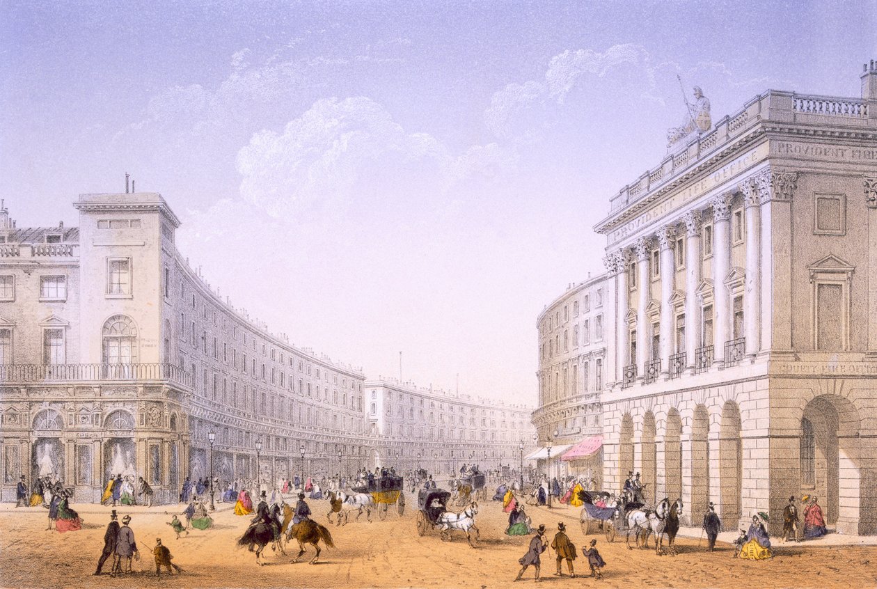 The Quadrant and Regent Street, London, 1862 alkotó: Achille Louis Martinet