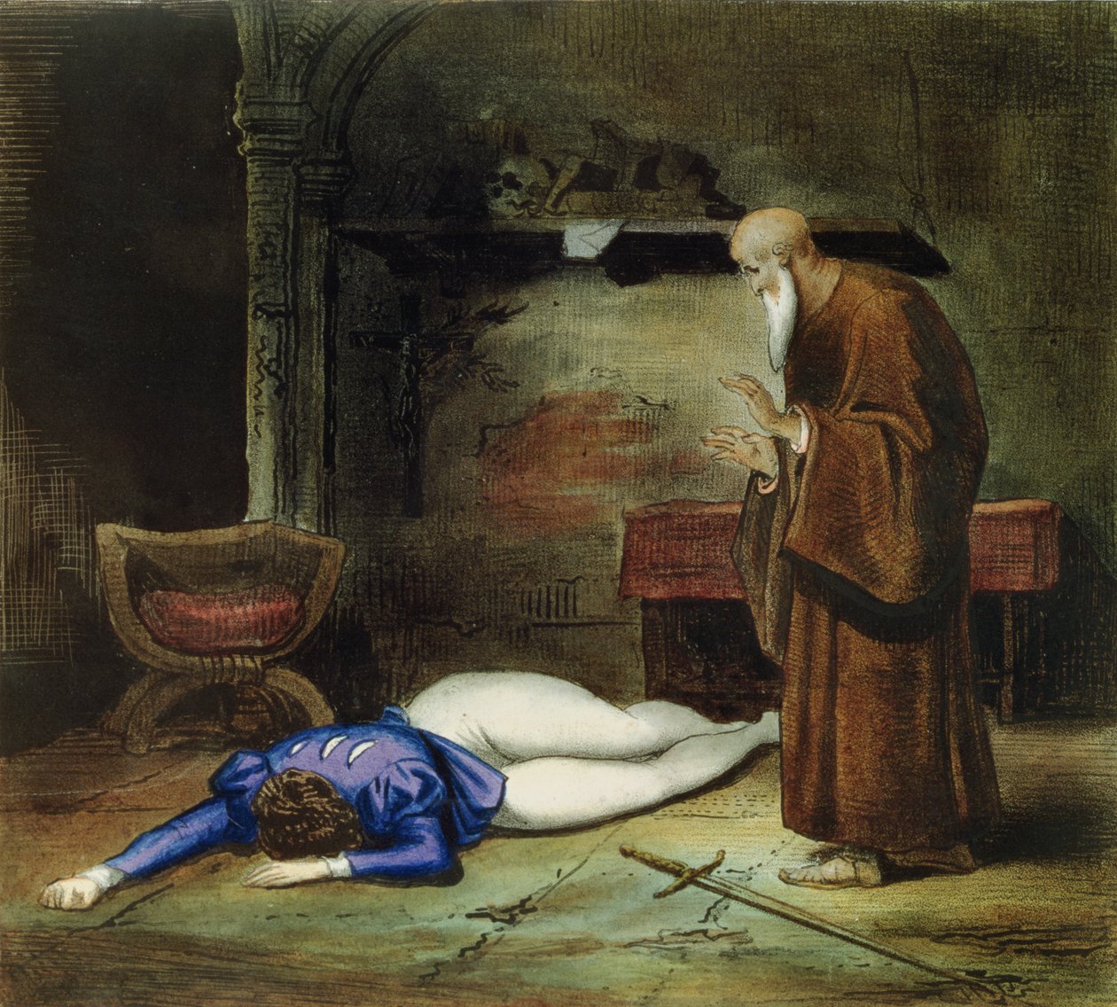 Rómeó halála (chromolitho) alkotó: Achille Devéria