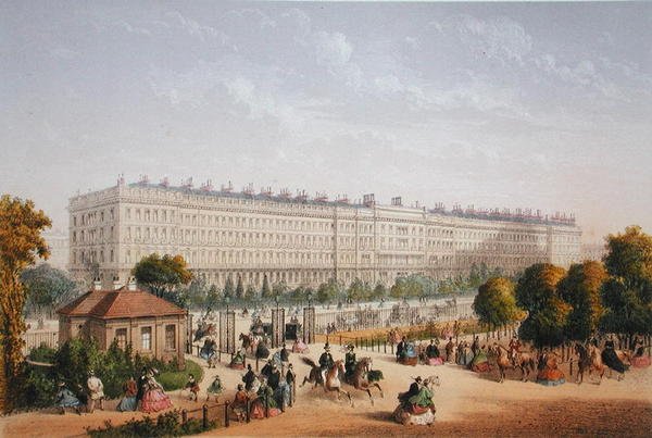 Hyde Park Gardens, 1862 körül (színes litho) alkotó: Achille Louis Martinet