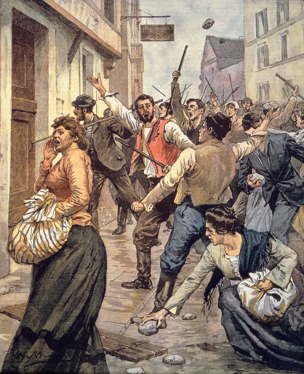 Antiszemita zavargások Morvaországban, Achille Beltrame (1871-1945), La Domenica del Corriere, november 12. alkotó: Achille Beltrame