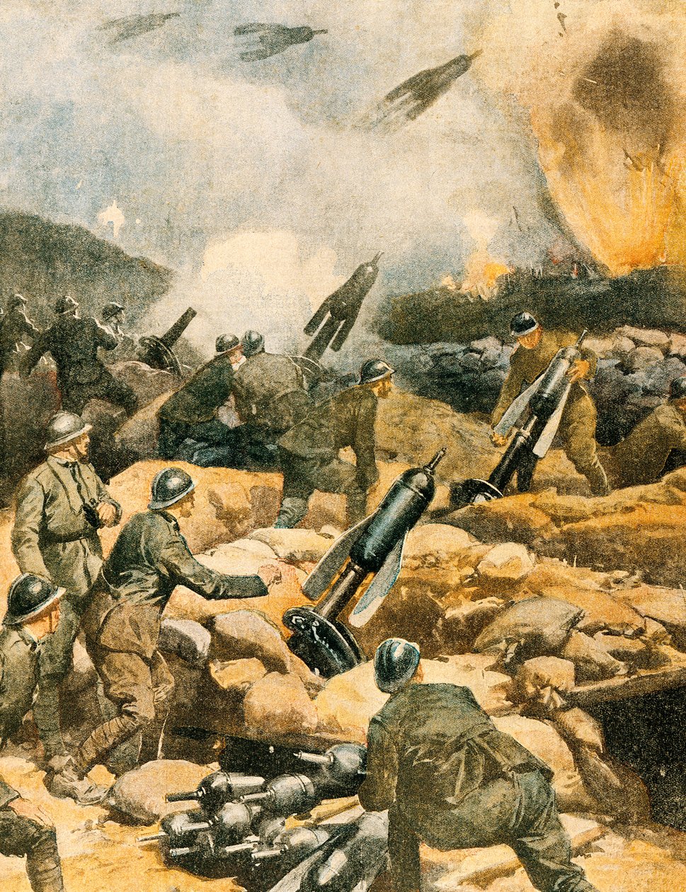 A Carso vonalak bombázása alkotó: Achille Beltrame