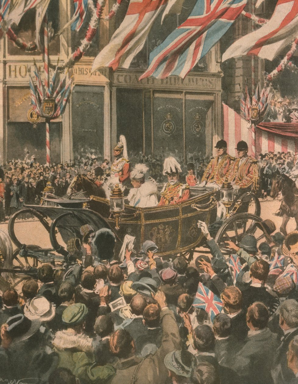 Borítóillusztráció V. György király jubileumáról; London, Anglia alkotó: Achille Beltrame