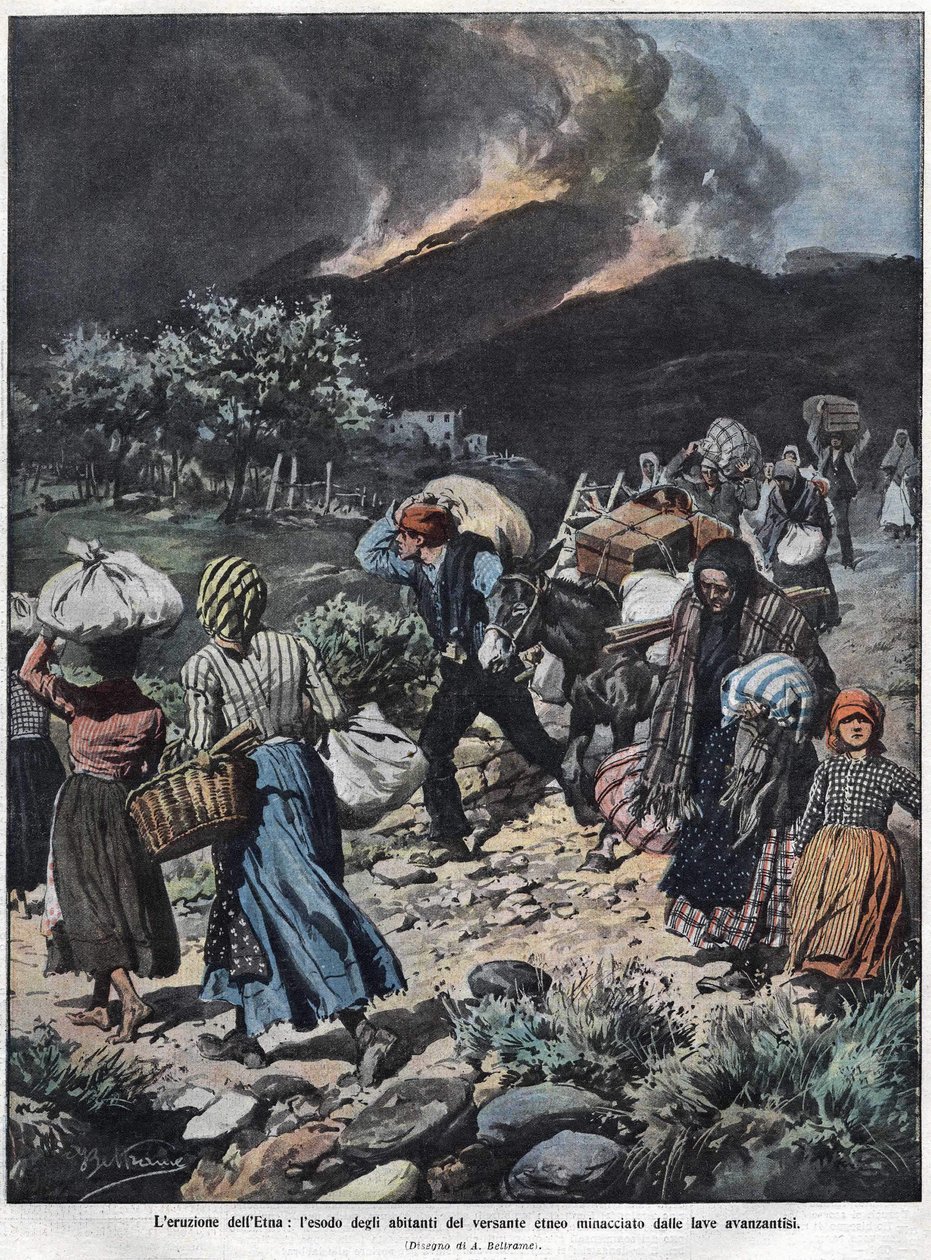 Az Etna kitörése 1910-ben. Illusztráció: Achilles Beltrame. alkotó: Achille Beltrame