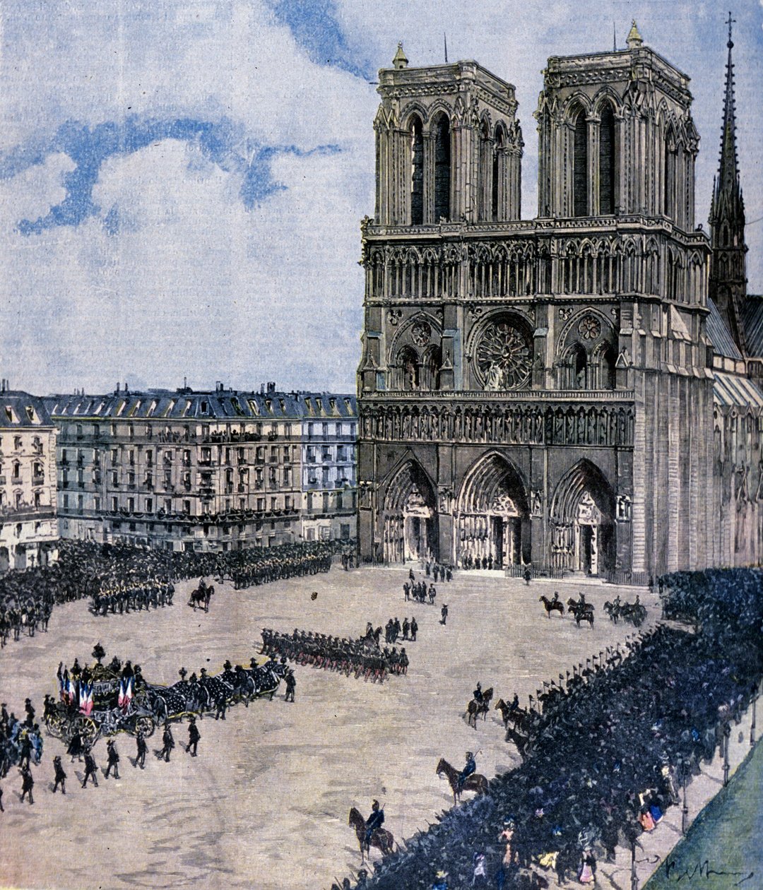 Felix Faure temetése a párizsi Notre Dame-székesegyházban 1899-ben Achille Beltrame illusztrációja alkotó: Achille Beltrame