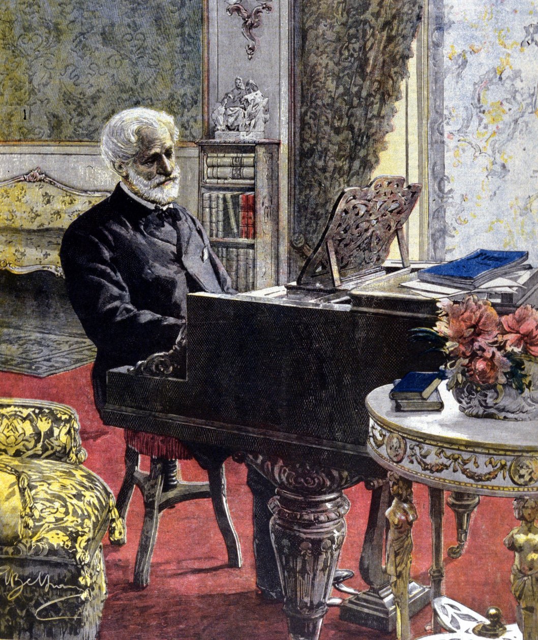 Giuseppe Verdi Milánóban 1899-ben. Achille Beltrame illusztrációja. alkotó: Achille Beltrame