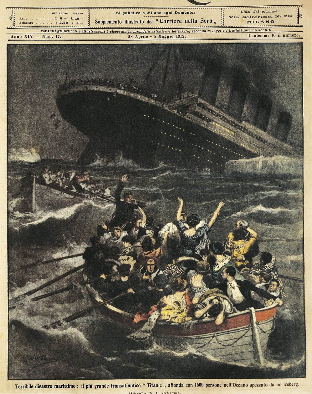 Nagy-Britannia, elsüllyedt a Titanic utasszállító alkotó: Achille Beltrame