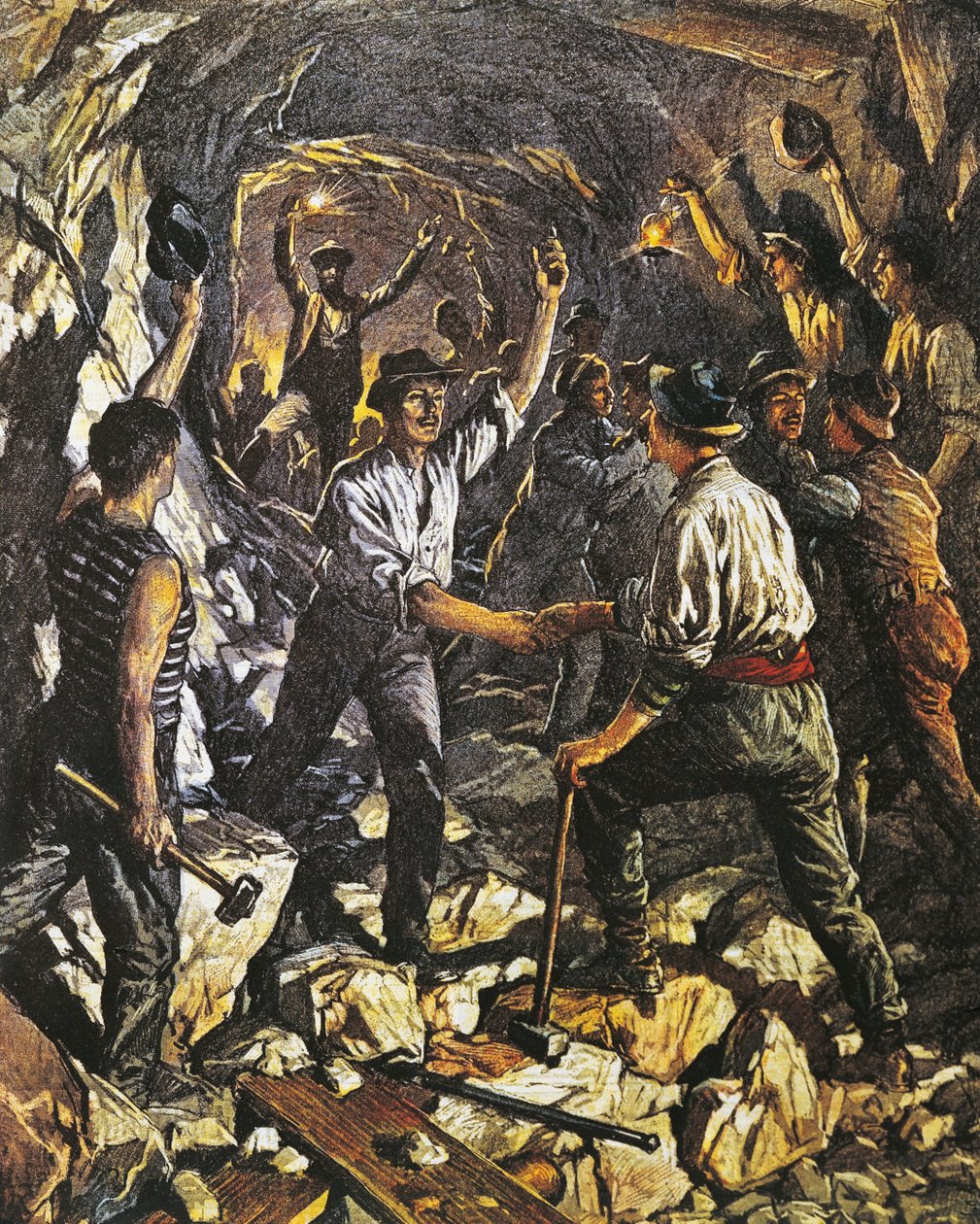 A Simplon vasúti alagút első szakaszának megnyitása Arona és Meina között, Achille Beltrame (1871-1945), La Domenica del Corriere-ből, 1903. október 25. alkotó: Achille Beltrame