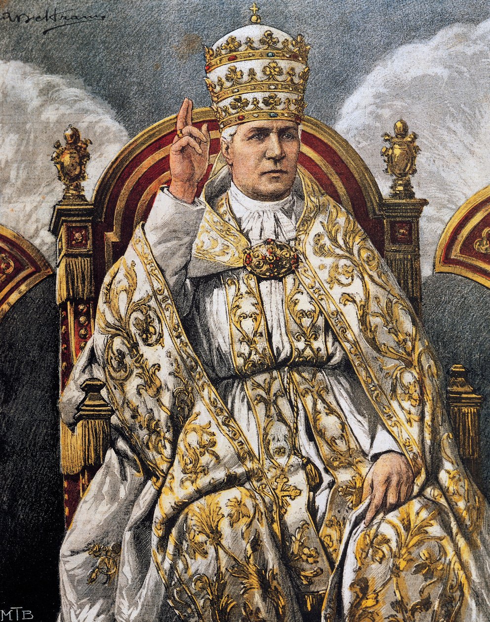 Pius pápa portréja (Giuseppe Melchiorre Sarto, Riese alkotó: Achille Beltrame