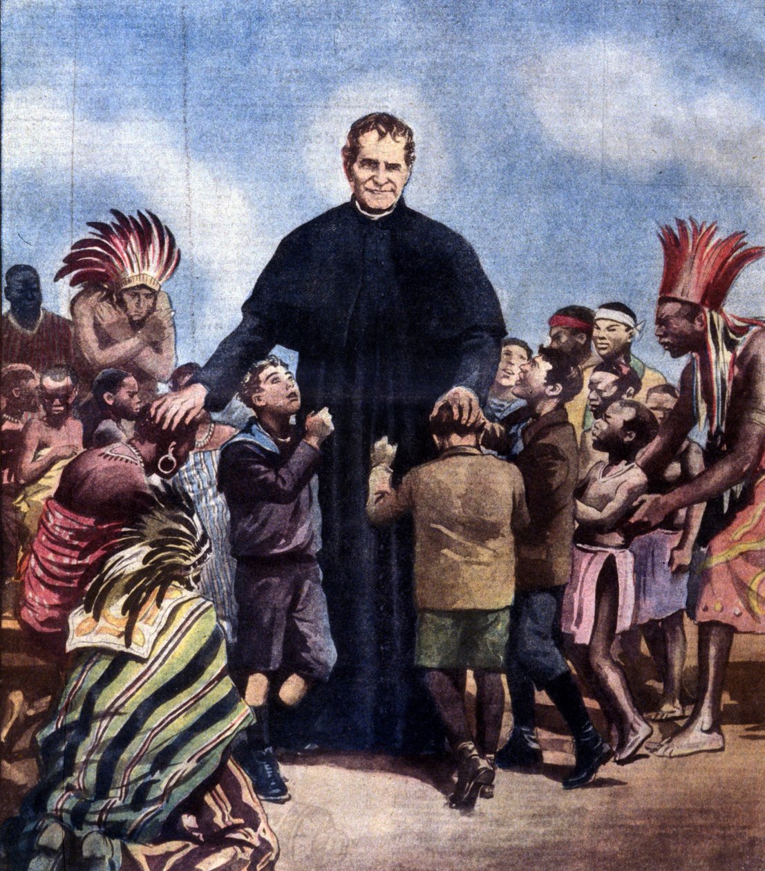 Bosco Szent János. Giovanni Bosco, más néven Don Bosco olasz pap (1815-1888). Illusztráció: Achille beltrame alkotó: Achille Beltrame