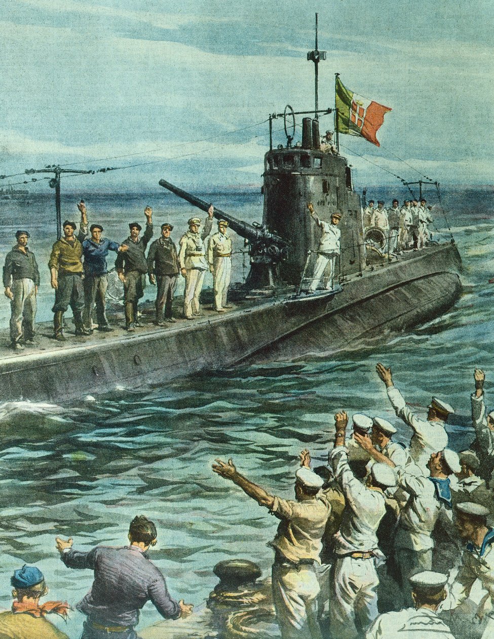 A tengeralattjáró visszatér a bázisra, szeptember 7 alkotó: Achille Beltrame