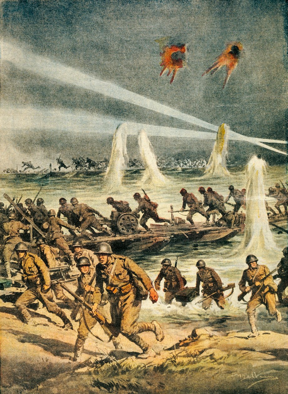 A japán előretörés Kínában a kínai-japán háború idején (1937-1945), Achille Beltrame (1871-1945), La Domenica del Corriere-ből, Kínából, XX. század alkotó: Achille Beltrame