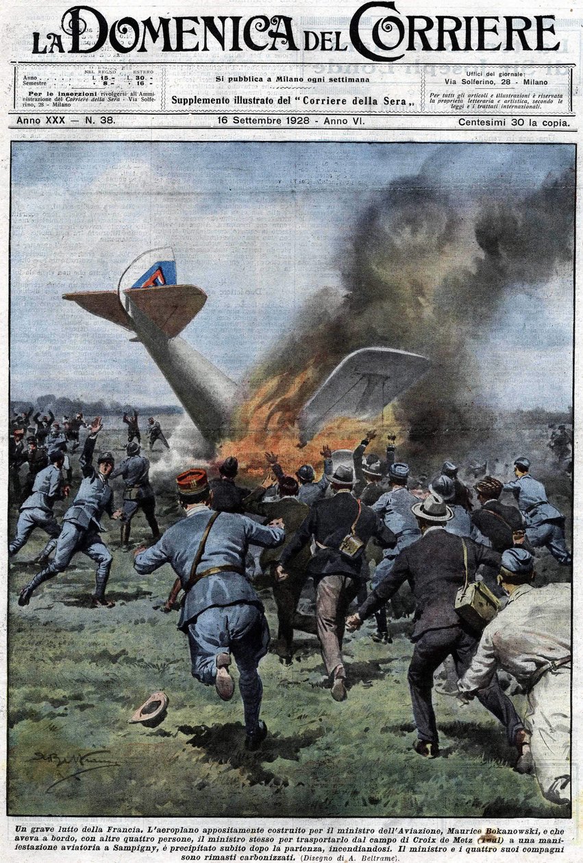 A Maurice Bokanowski francia légiközlekedési miniszter számára épített gép, aki őt és négy másik emberét a Camp de la croix de Metzbe kellett vinnie egy sampigny-i demonstrációra, nem sokkal a felszállás után lezuhant, és kigyulladt. A miniszter és a másik alkotó: Achille Beltrame
