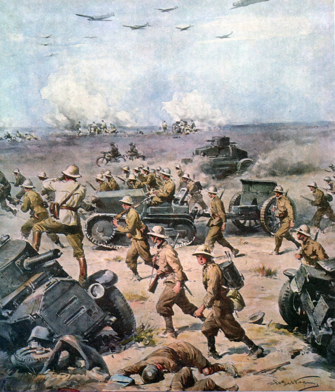 II. világháború – 1940-es észak-afrikai hadjárat – Az olasz invázió Aegyipt ellen, La Domenica del Corriere, szeptember 22. alkotó: Achille Beltrame