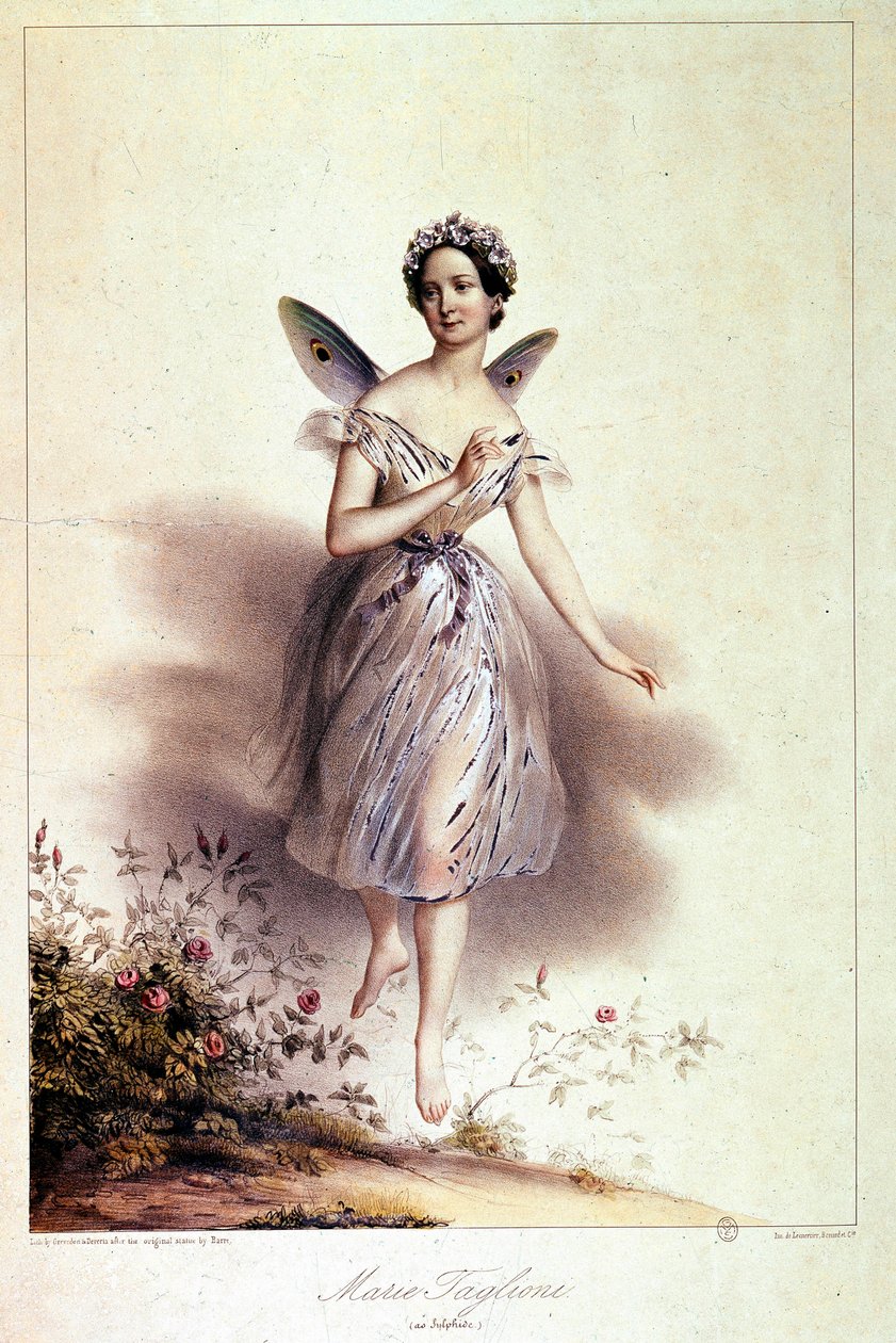 Marie Taglioni (1804-1884), balerina, szilfidben ábrázolva - Illusztráció: Achille Deveria (1800-1857) alkotó: Achille Devéria