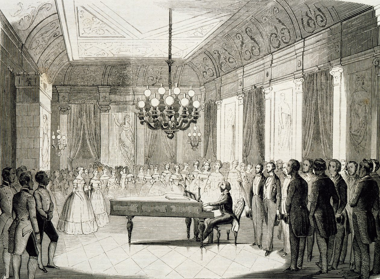 Zenés est zongorával, Achille Deveria (1800-1857), metszet, Franciaország alkotó: Achille Devéria