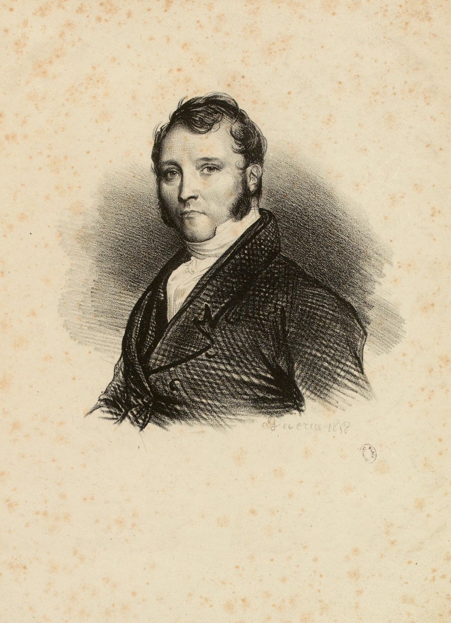 Ismeretlen férfi portréja pajeszokkal alkotó: Achille Devéria