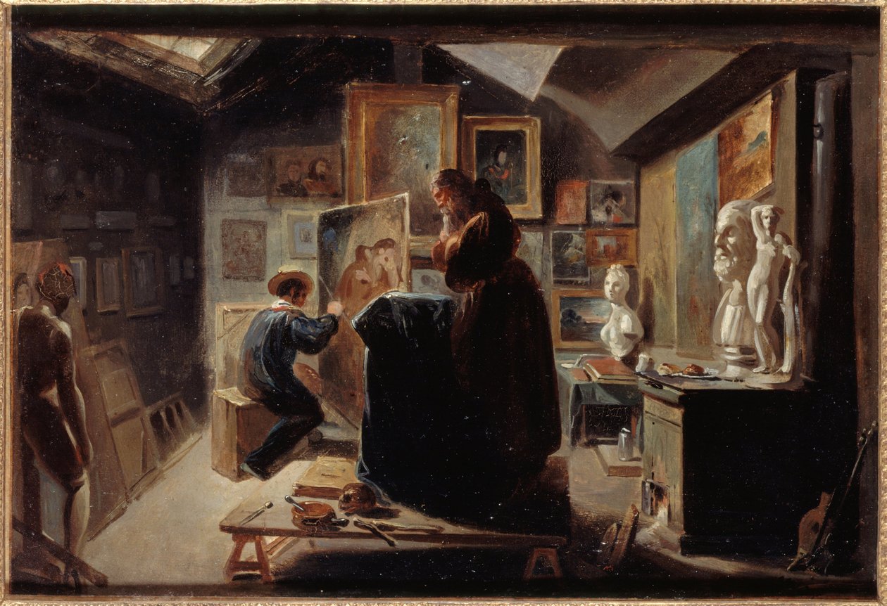 Modell póz, 1838 körül (olaj, papír, vászon) alkotó: Achille Devéria