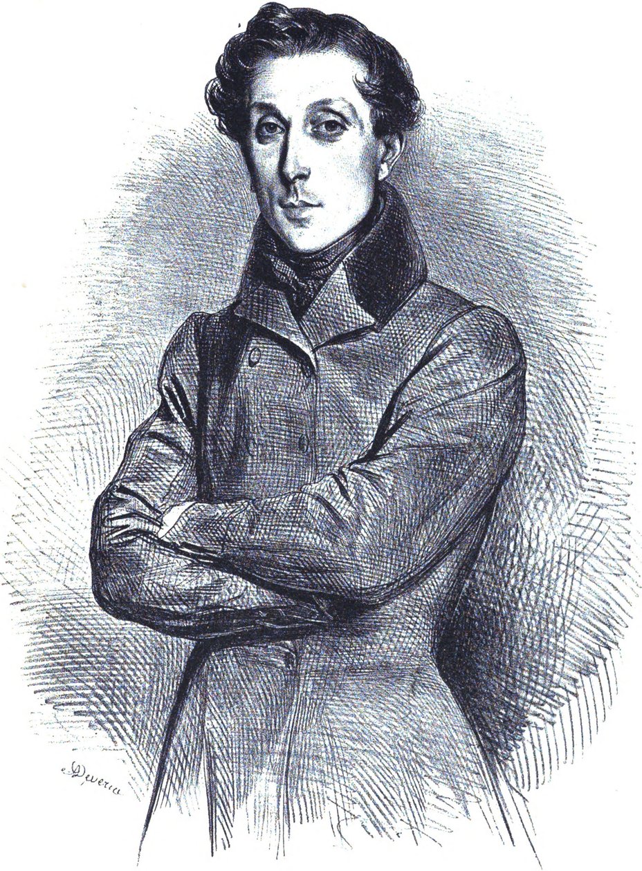 Alphonse de Gisors francia építész portréja, litográfiai portré alkotó: Achille Devéria