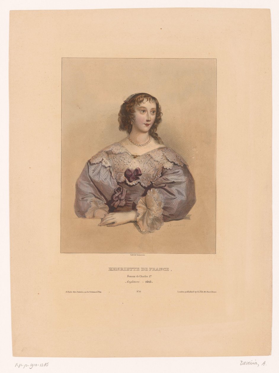 Francia Henrietta Maria portréja Henrietta de France, femme de Charles 1er (cím a tárgyon) Híres festő modelljei (sorozat címe) alkotó: Achille Devéria