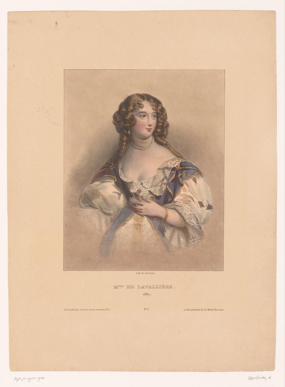 Louise de La Valliere portréja Miss de Lavallière, 1667 (cím a tárgyon) alkotó: Achille Devéria
