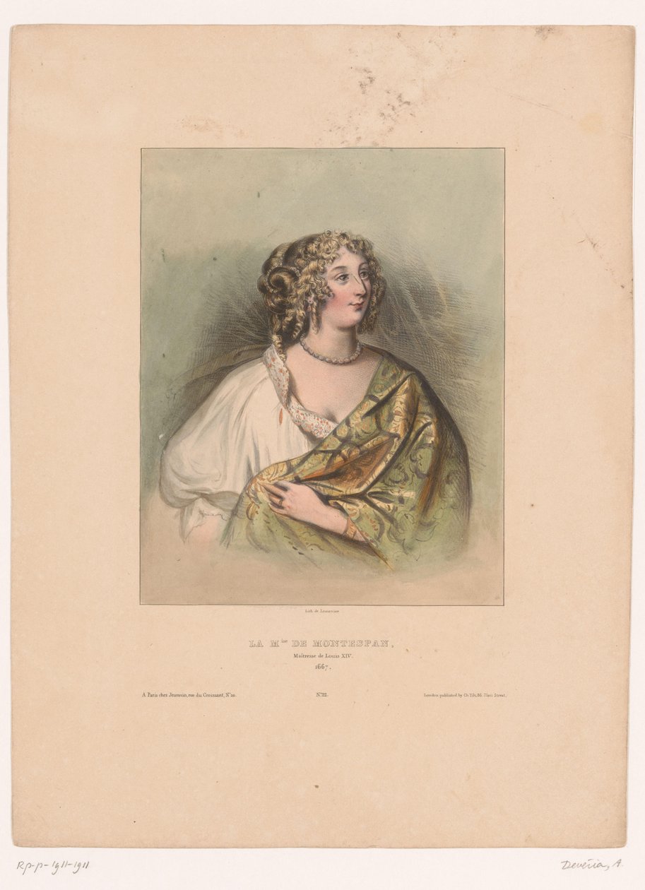Madame de Montespan portréja La M.ise de Montespan, XIV. Lajos szeretője, 1667 (cím a tárgyon) Híres nők (sorozat címe) alkotó: Achille Devéria