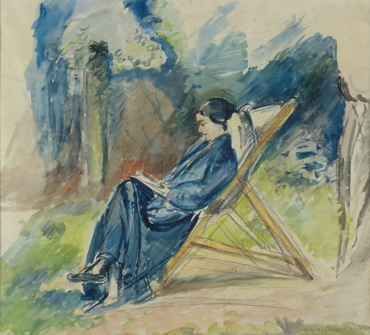 Nő heverőben, 1935 körül (akvarell) alkotó: Achille Emile Othon Friesz