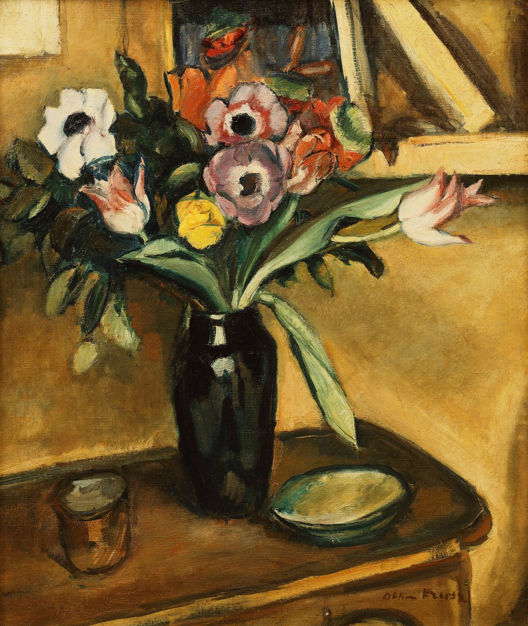 Virágváza - Kökörcsin és tulipán; Virágváza - kökörcsin és tulipán alkotó: Achille Emile Othon Friesz