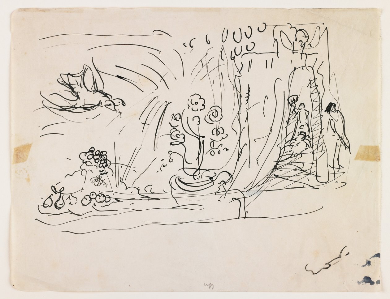 Csendélet virágokkal (toll és fekete tinta) alkotó: Achille Emile Othon Friesz