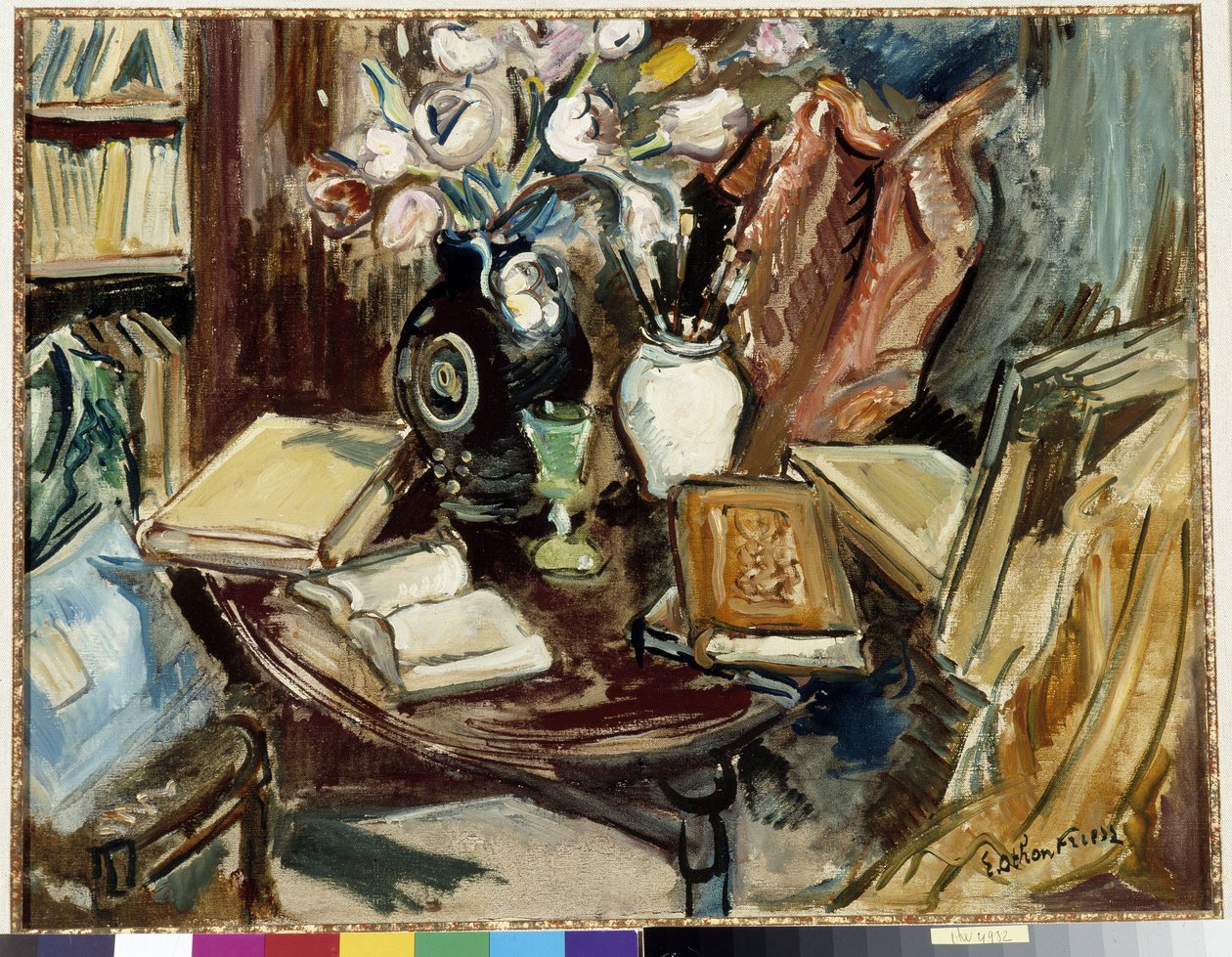 A könyvtári sarok a műhelyben Achille-Emile festmény (Achille Emile) Othon Friesz (1879-1949) 20. század Kötelező említés: Gyűjtemény alapítványa tisztelettel de Provence, Marseille alkotó: Achille Emile Othon Friesz