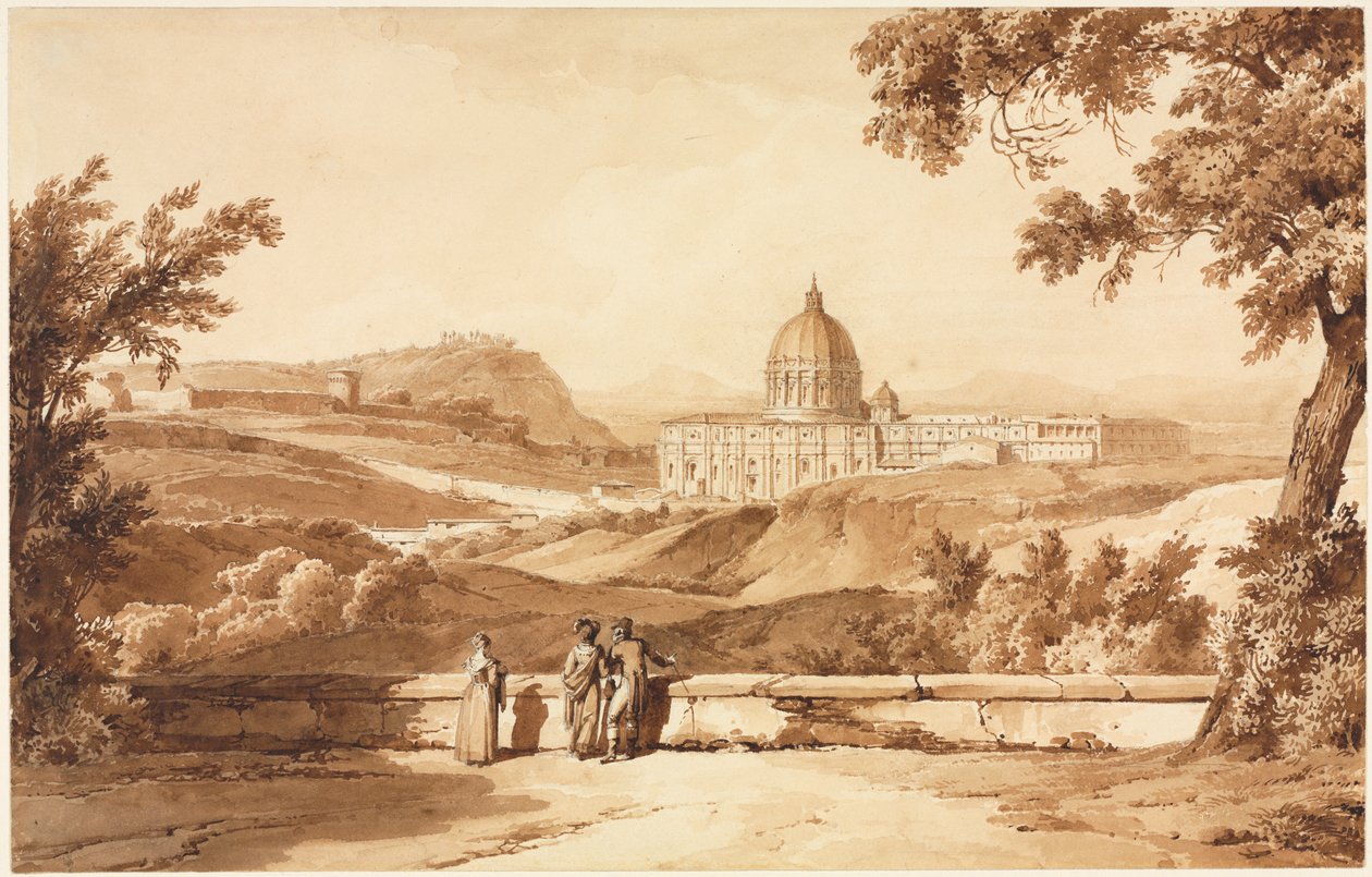 Kilátás a St. Petersre, Róma alkotó: Achille Etna Michallon