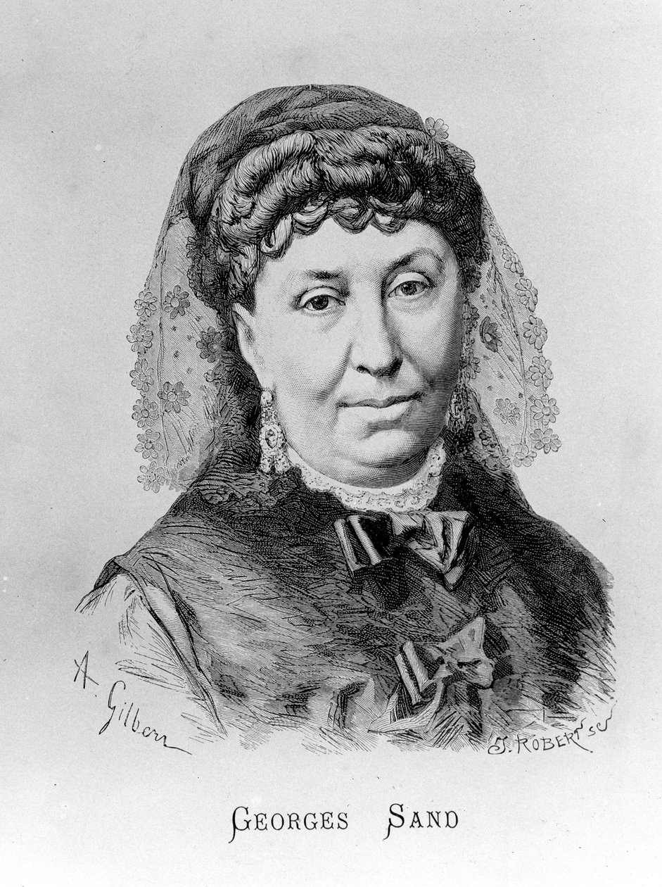 George Sand (Aurore Dupin, Baronne Dudevant) portréja (1804-1876), A. Gilbern alkotó: Achille Isidore Gilbert