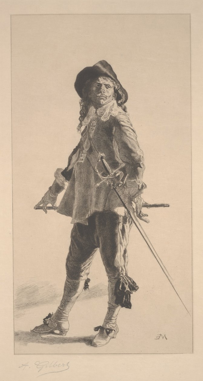 A párbajozó, Jean ?Louis?Ernest Meissonier nyomatát készítette alkotó: Achille Isidore Gilbert