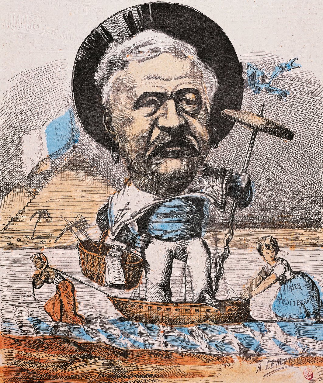 Ferdinand de Lesseps francia mérnök a Szuezi-csatorna felavatásán alkotó: Achille Lemot