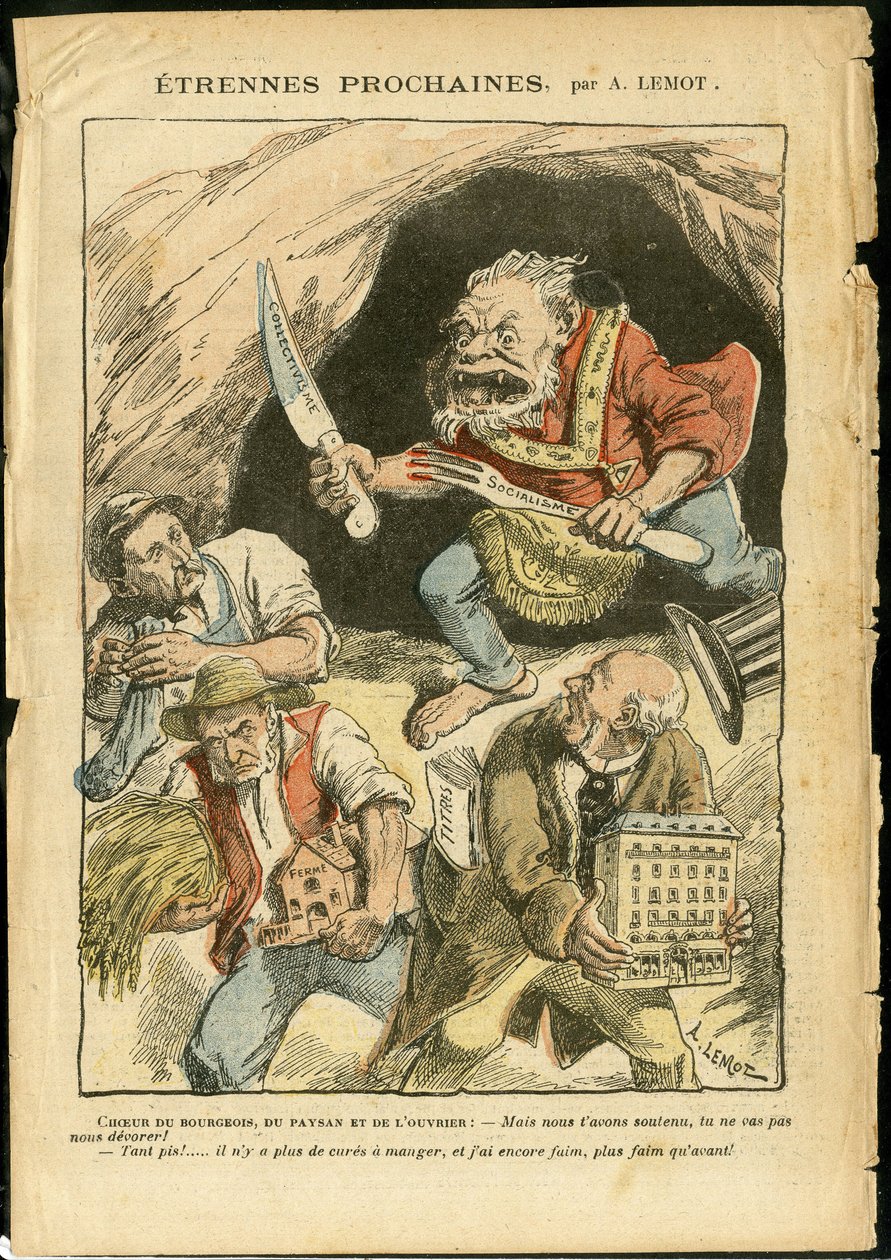 Illusztráció: Achille Lemot (1846-1909) Le Pelerinben, 06.01.07 - Következő idegen - Mezőgazdaság, Kollektivizmus, Szocializmus - Munkás, Parasztok, Gazdák - Ogre/enni/fecske, Állatosítás alkotó: Achille Lemot