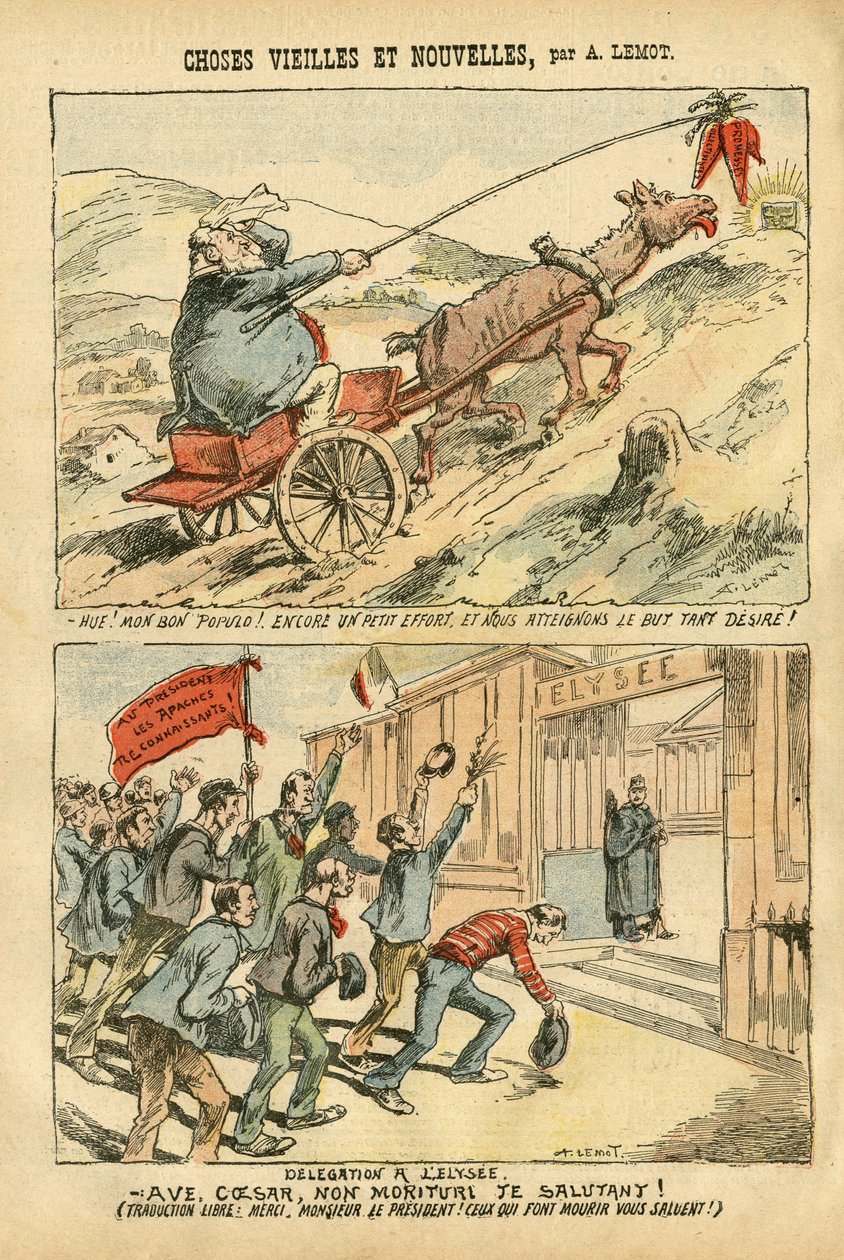 Achille Lemot (1846-1909) illusztrációja a Le Pelerinben, 2007.10.20 - régi és új dolgok - Elysee, Szocializmus, Ministere - Jaures Jean, Ane - Portfolio alkotó: Achille Lemot