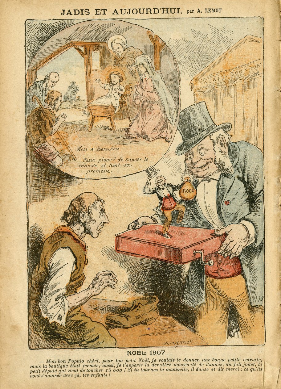 Illusztráció Achille Lemotról (1846-1909) Le Pelerinben, 2007.12.22. - Korábban és ma - Nyugdíjasok nyugdíjazása, Parlamentellenesség, Valláshit, Noel, Képviselőházi ülésterem, Tizenötezer, Parlamenti kárpótlás, Katolikus Katolikus alkotó: Achille Lemot
