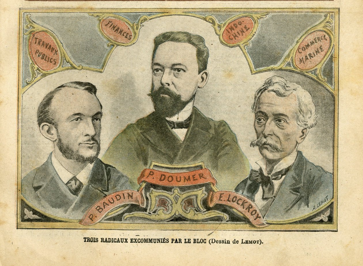 Illusztráció Achille Lemotról (1846-1909) Le Pelerinben, 2004.10.23. - Három radikális közösség a blokktól - Költségvetési Pénzügyek, Köztársasági Elnök, Maritime Marine Nautique Balneaire, Bloc des lefts, Indochine, Works Publics - Doumer Paul (1857-1932) alkotó: Achille Lemot