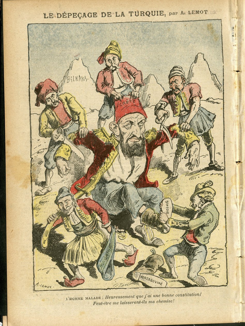 Illusztráció: Achille Lemot (1846-1909) Le Pelerinben, 2008.10.25 - Törökország elpusztulása - Törökország, Valláshit, Balkán, Bulgária, Bosznia-Hercegovina, Kréta, Katolikus Katolicizmus - II. Abdul-Hamid (1842-1918) alkotó: Achille Lemot