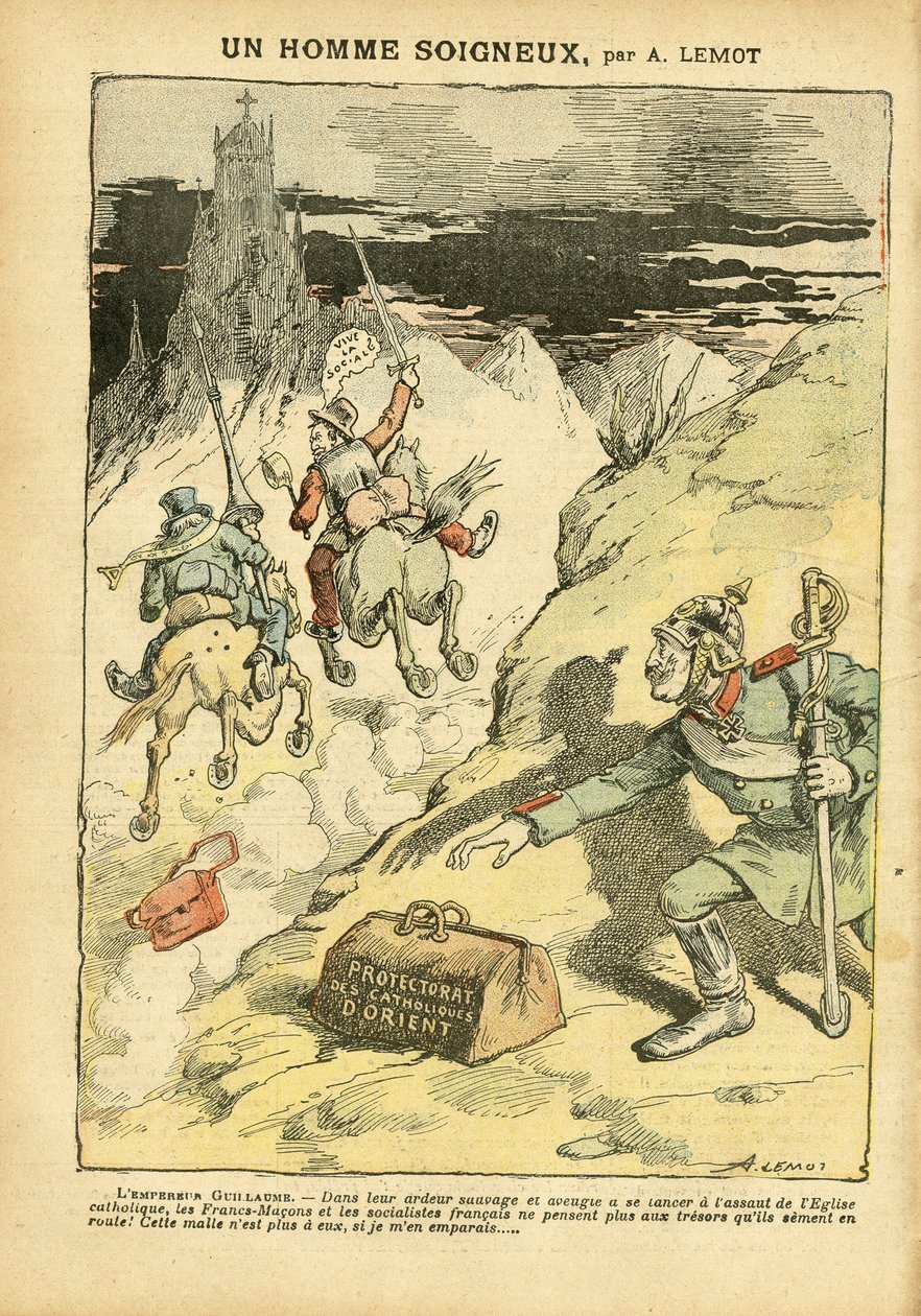 Illusztráció Achille Lemotról (1846-1909) Le Pelerinben, 2005.05.28. - Egy óvatos ember - Antiklerikalizmus, Szociális, Gyarmatosítás Gyarmatosítás Gyarmatosítás, Franco-Makonizmus, Kelet, Valláshit, Baloldali Blokk, Szocializmus, A keleti katolicizmus pro alkotó: Achille Lemot