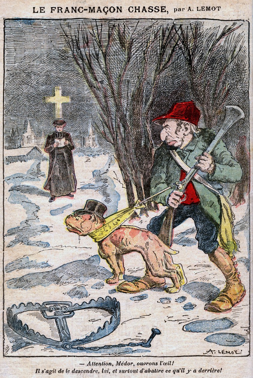 A szabadkőműves vadászat Le Pelerinben alkotó: Achille Lemot
