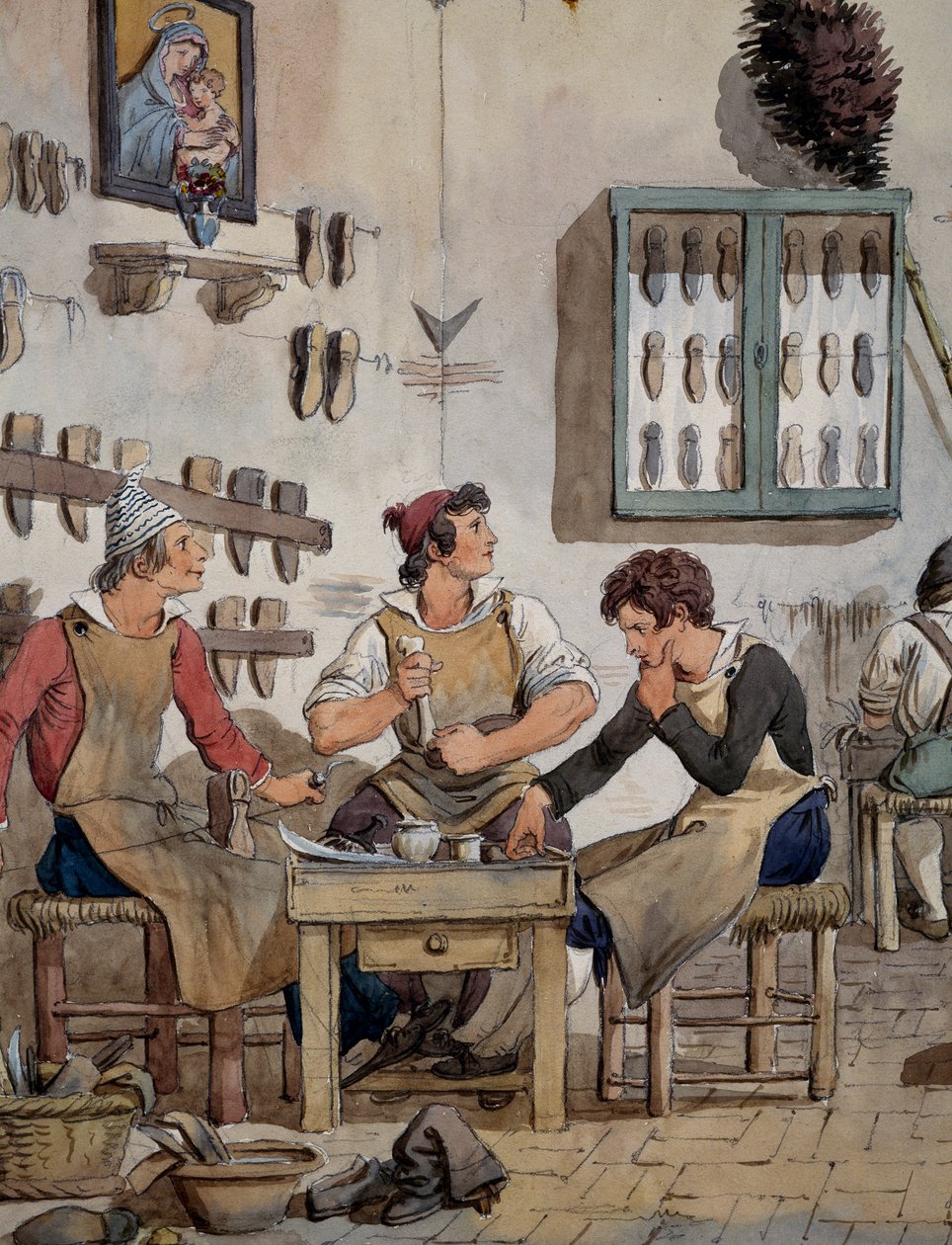 A cipészműhely belseje alkotó: Achille Pinelli