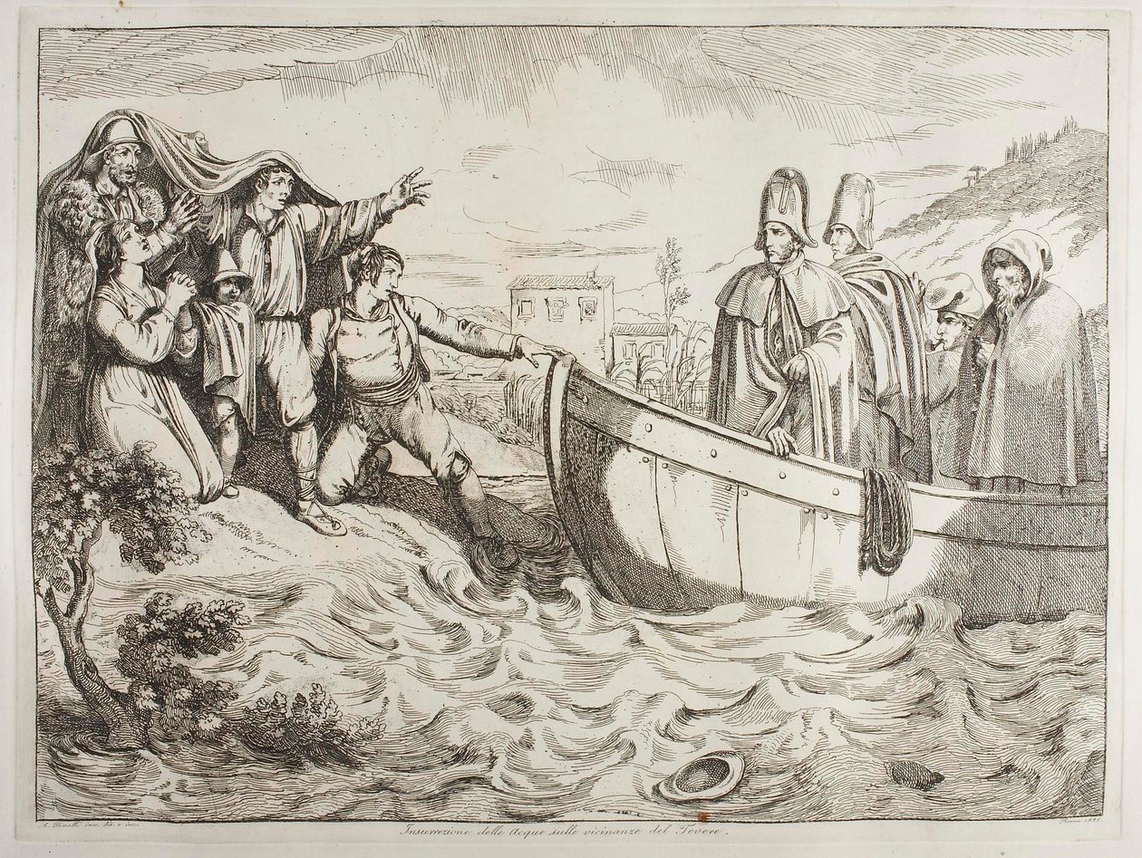 Partraszállás a Tibernél alkotó: Achille Pinelli