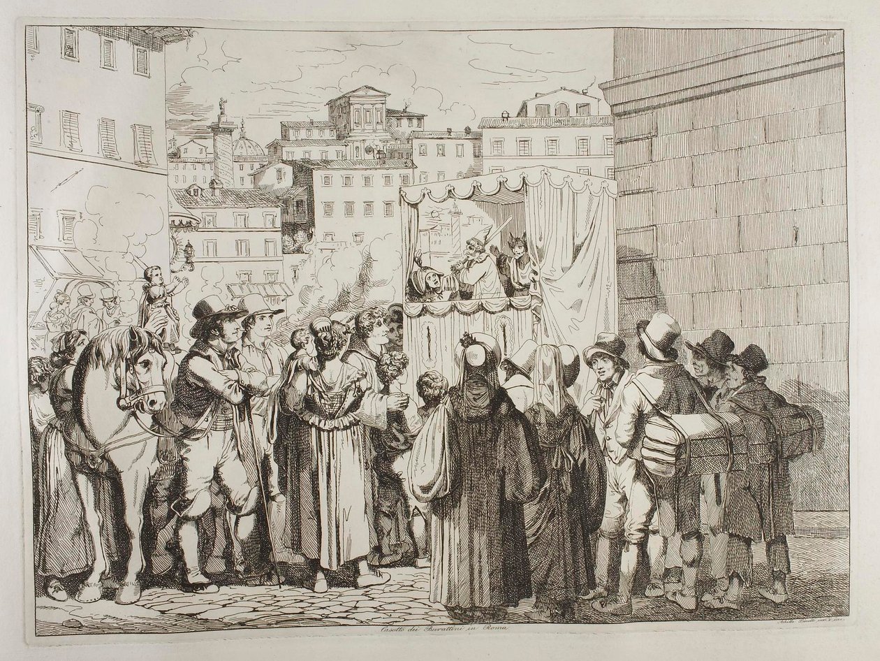 Marionett-előadás Rómában alkotó: Achille Pinelli