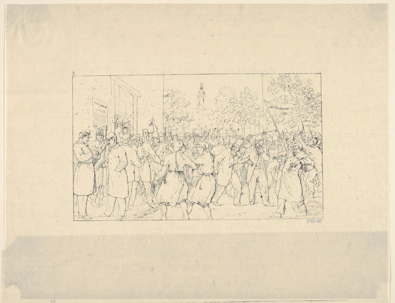 Választások Baltimore-ban, 1862. november a Konföderációs háborús rézkarcokból, 1861-63. alkotó: Adalbert John Volck