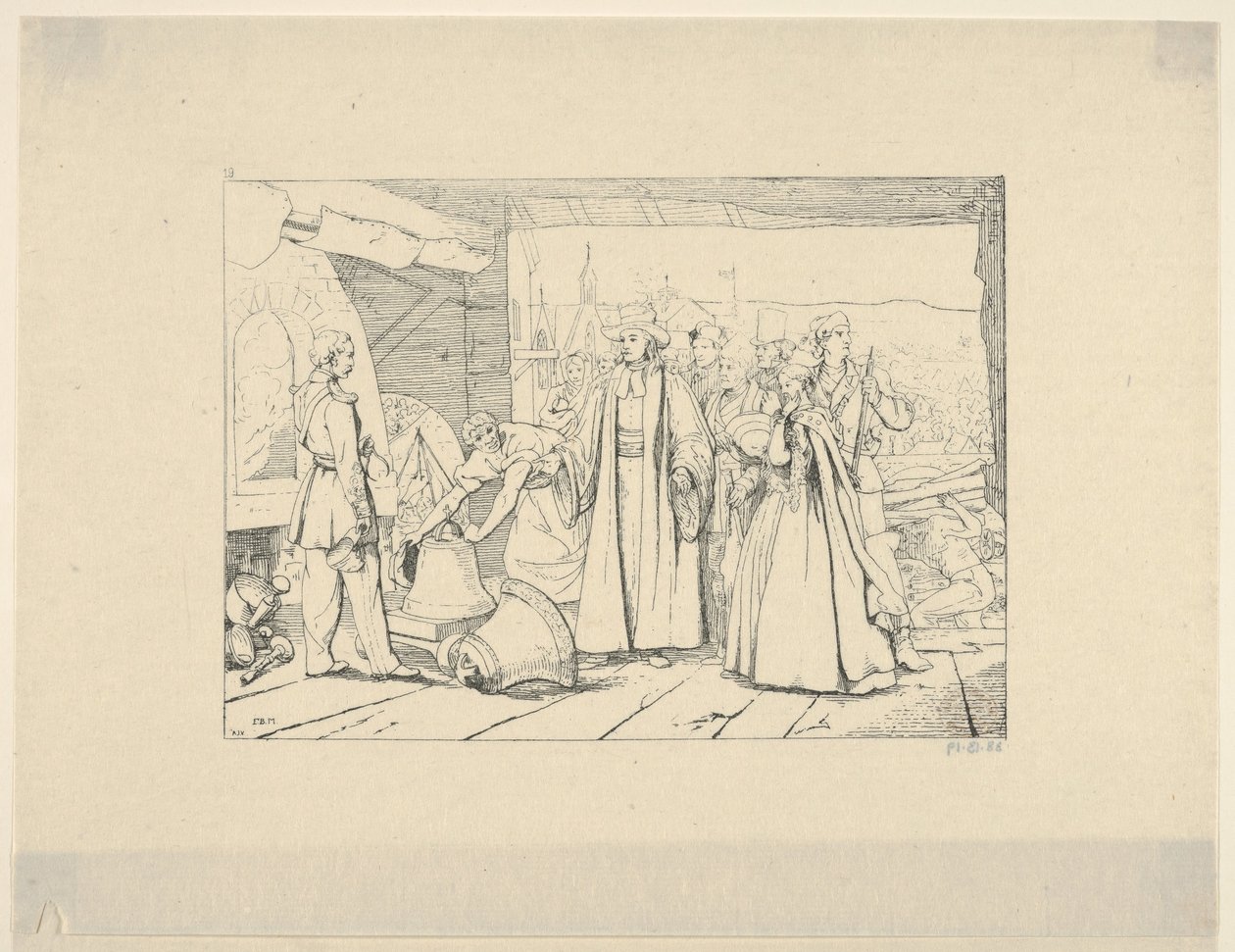 Ágyúba öntendő harangok felajánlása a Konföderációs háborús rézkarcokból, 1861-63. alkotó: Adalbert John Volck