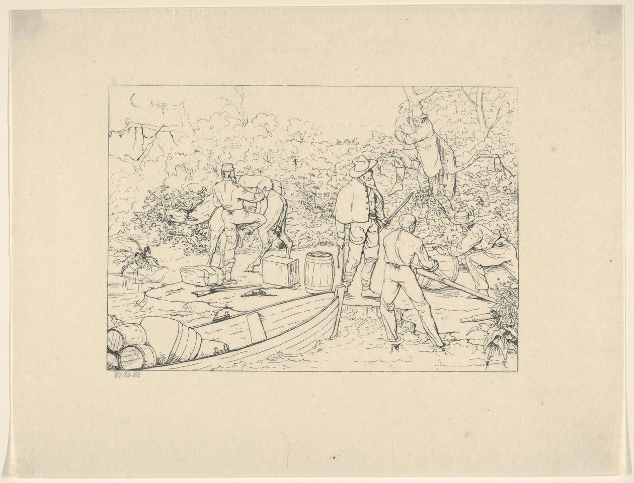 Gyógyszerek csempészete délre a Konföderációs háborús rézkarcokról, 1861-63. alkotó: Adalbert John Volck
