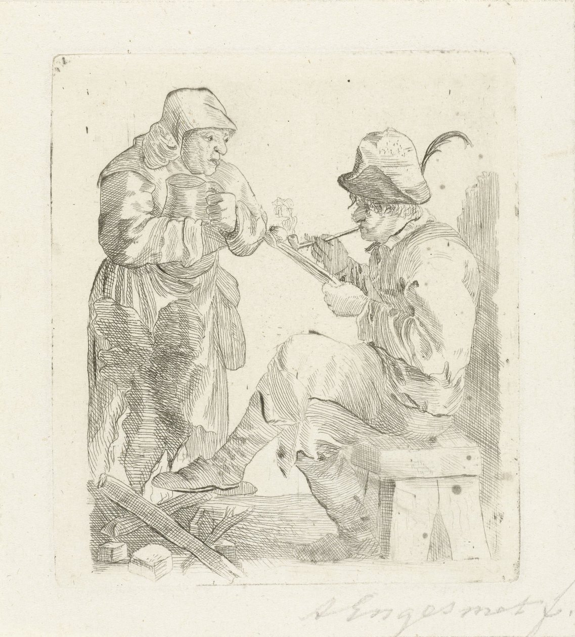 dohányzó ember alkotó: Adalbertus Engelsmet (signed by artist)