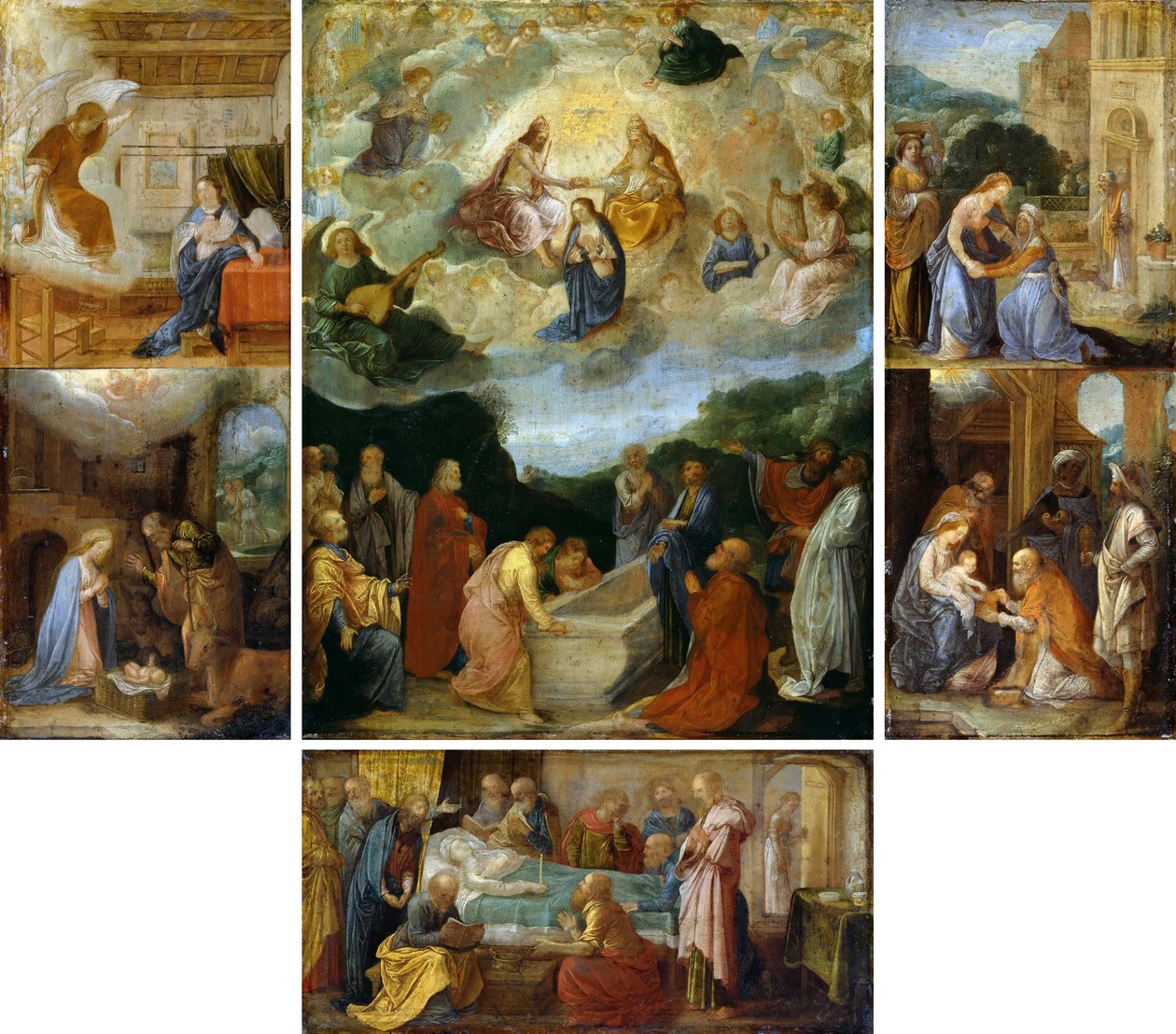 Házioltár hat jelenettel Szűz Mária életéből alkotó: Adam Elsheimer