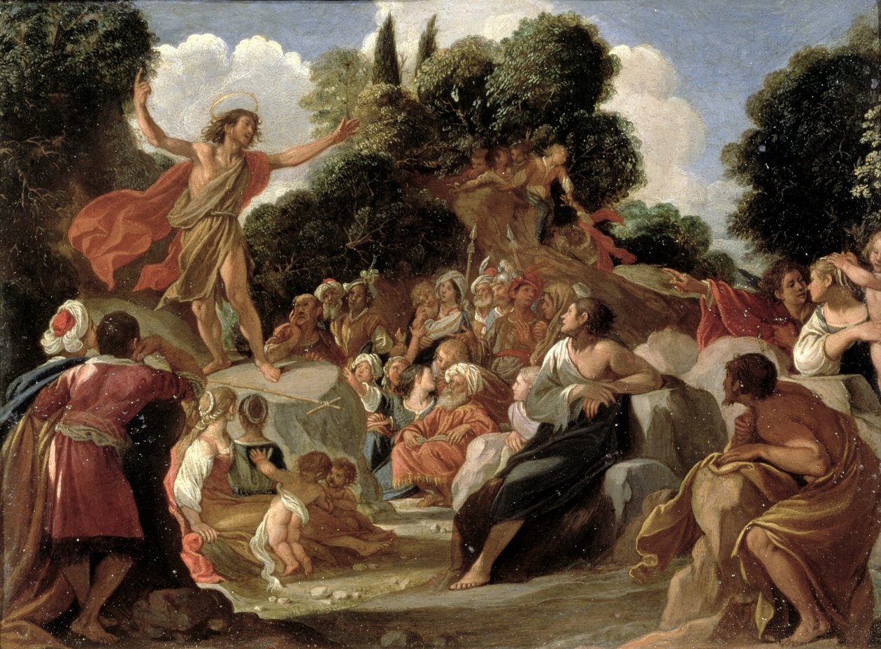 Keresztelő Szent János igehirdetés (panel) alkotó: Adam Elsheimer