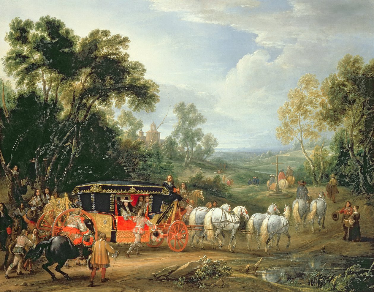 XIV. Lajos (1638-1715) a hintójában alkotó: Adam Frans van der Meulen